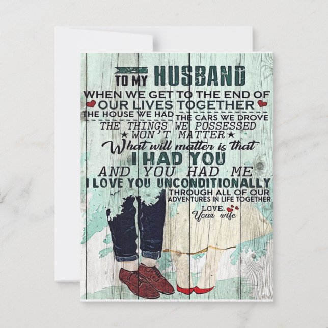 Cute Letter To Husband | Cool Design Gift | Invitation (Front)
