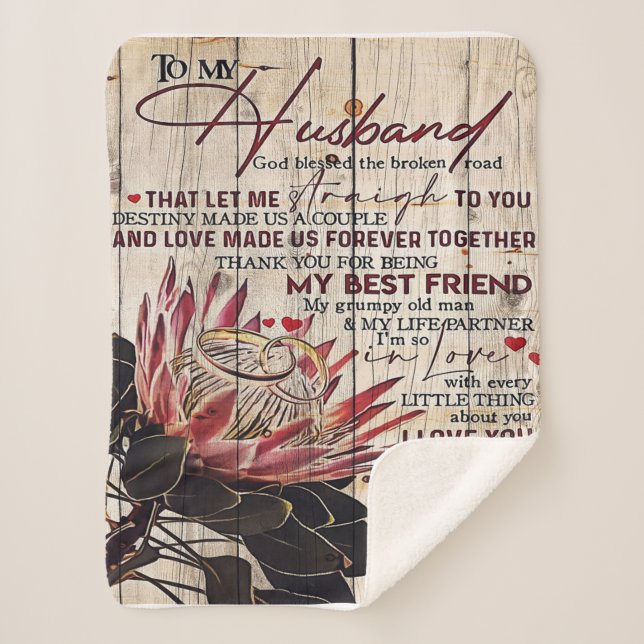 Cute Letter To Husband | Cool Design Gift | Sherpa Blanket (Front)