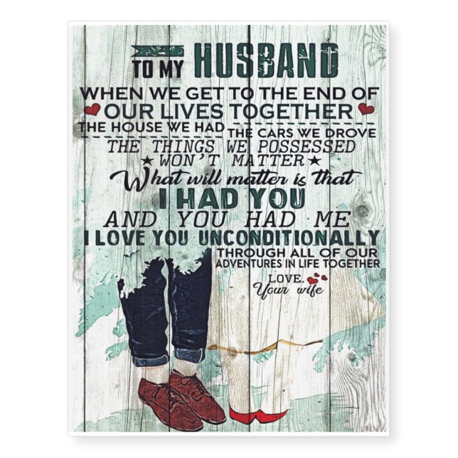 Cute Letter To Husband | Cool Design Gift | Temporary Tattoos (Front)