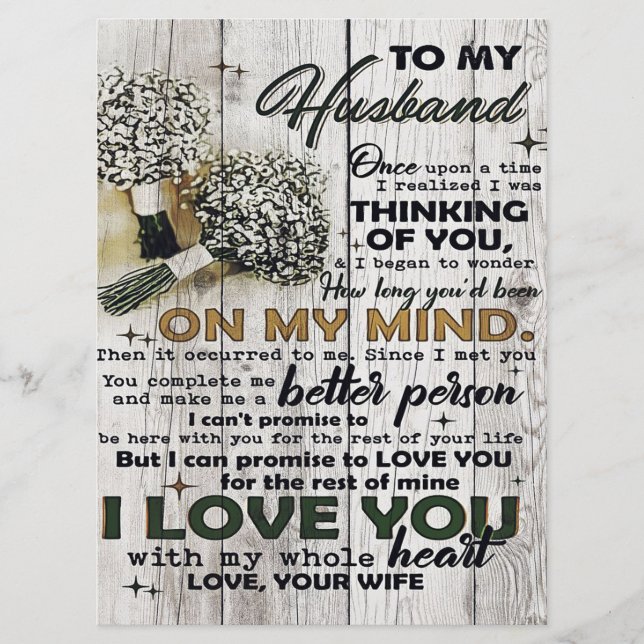Cute Letter To Husband | Lovely Gift | Father Day Menu (Front)
