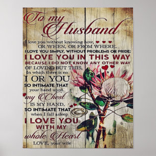 Cute Letter To Husband Lovely Gift Father Day Poster