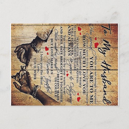 Cute Letter To Husband  Lovely Holiday Gift Announcement Postcard