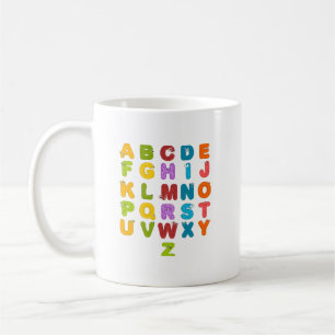 Cute Letters Funny Learning Alphabet Rainbow Color Coffee Mug