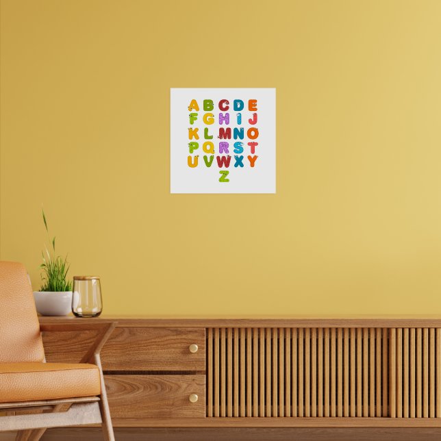 Cute Letters Funny Learning Alphabet Rainbow Color Poster (Living Room 2)
