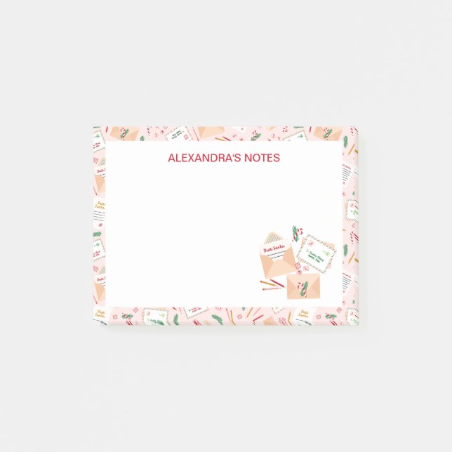 Cute Letters to Santa and Mail Christmas Pattern Post-it Notes (Front)