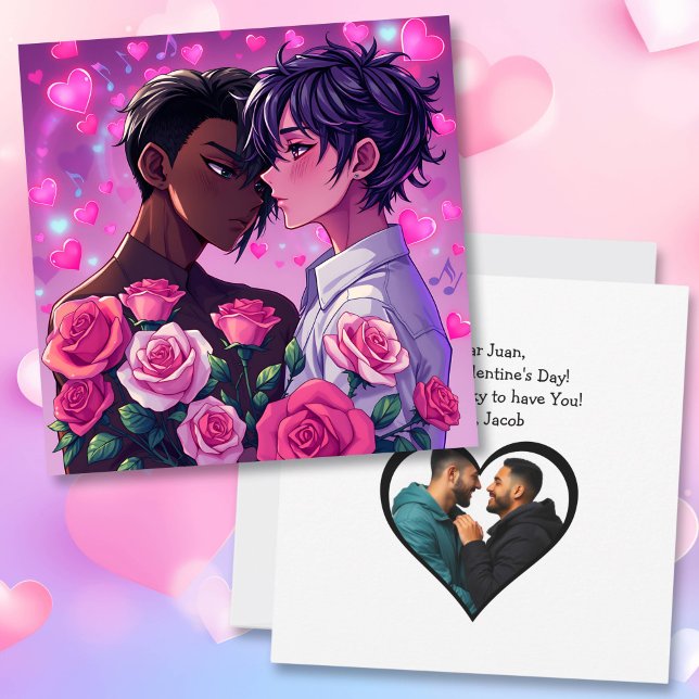 Cute LGBT+ Anime Personalized Valentine's Day Card (Creator Uploaded)