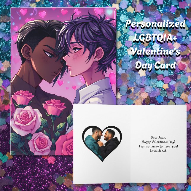 Cute LGBT+ Anime Personalized Valentine's Day Card (Creator Uploaded)