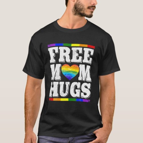 Cute LGBT Gay Pride Month Rainbow Free Mom Hugs T_Shirt