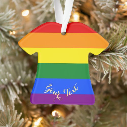 Cute LGBT Gay Pride Rainbow Flag Holiday Christmas Ornament