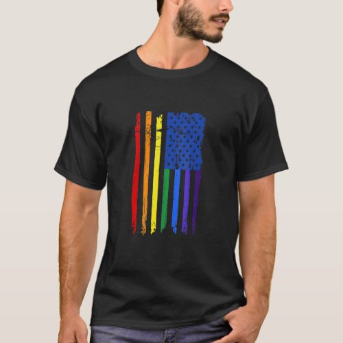 Cute Lgbt Pride Rainbow American Flag Gay Pride Mo T_Shirt