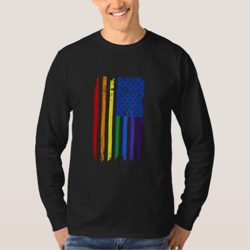 Cute Lgbt Pride Rainbow American Flag Gay Pride Mo T_Shirt