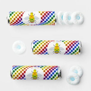 Cute LGBT Proud Rainbow Bee and Flowers Breath Savers® Mints