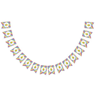 Cute LGBT Proud Rainbow Bee and Flowers Bunting Flags