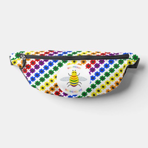 Cute LGBT Proud Rainbow Bee and Flowers Fanny Pack