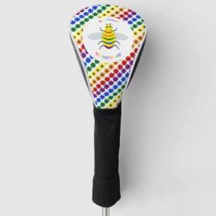 Cute LGBT Proud Rainbow Bee and Flowers Golf Head Cover