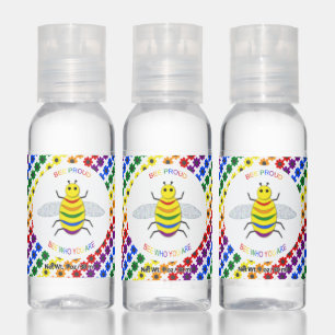 Cute LGBT Proud Rainbow Bee and Flowers Hand Sanitizer