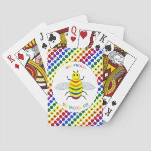 Cute LGBT Proud Rainbow Bee and Flowers Poker Cards