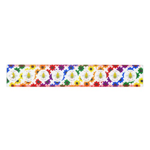 Cute LGBT proud Rainbow Bee and Flowers Ruler