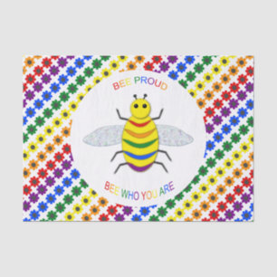 Cute LGBT Proud Rainbow Bee and Flowers Tissue Paper