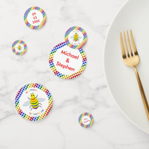 Cute LGBT Proud Rainbow Bee and Flowers Wedding Confetti