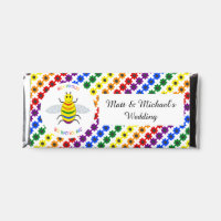 Cute LGBT Proud Rainbow Bee and Flowers Wedding