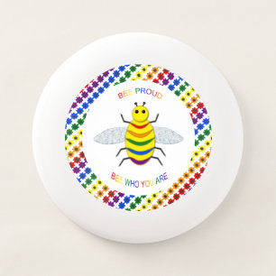 Cute LGBT proud Rainbow Bee and Flowers Wham-O Frisbee