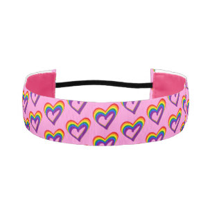 Cute LGBT Rainbow Flag Hearts Pattern Gay Pride Athletic Headband
