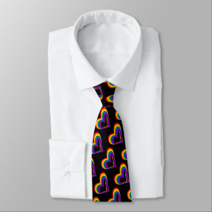 Cute LGBT Rainbow Flag Hearts Pattern Gay Pride Neck Tie