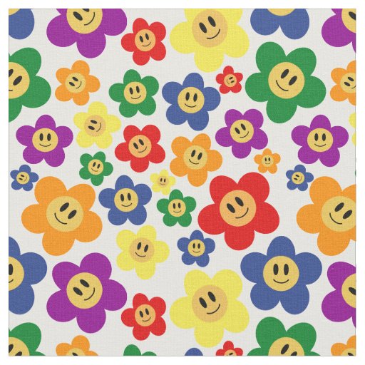 Cute LGBT Rainbow Flower Pattern Fabric