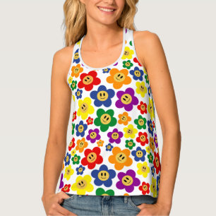 Cute LGBT Rainbow Flower Pattern  Tank Top