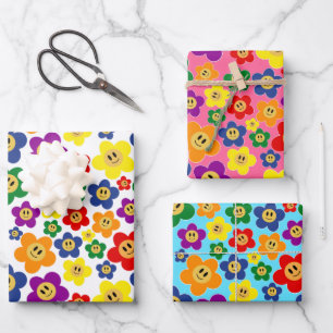 Cute LGBT Rainbow Flower Pattern Wrapping Paper Sheets