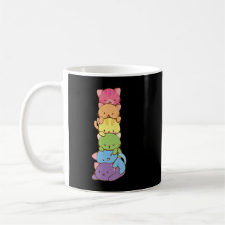 Cute LGBT Rainbow Gay Pride Flag Kawaii Cat Pile A Coffee Mug
