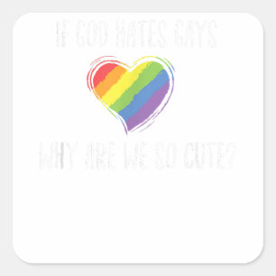 Cute LGBT Rainbow Heart Lesbian Gay Pride Month Eq Square Sticker