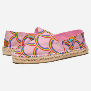 Cute LGBT Rainbow Pattern on Pink Background LGBTQ Espadrilles