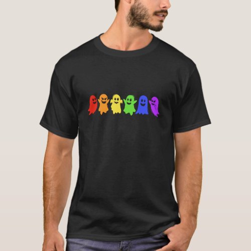 Cute LGBTQ Ghost LGBT Halloween Ghost Rainbow Gay T_Shirt