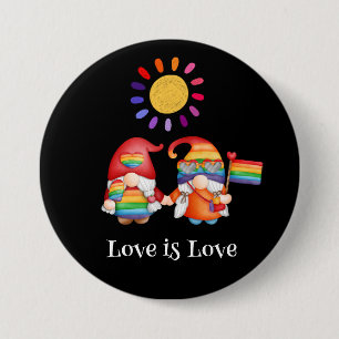 Cute LGBTQ Love is Love Quote Colorful Rainbow   Button
