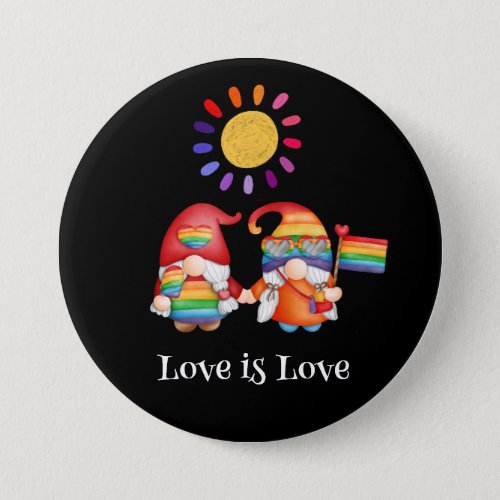 Cute LGBTQ Love is Love Quote Colorful Rainbow   Button