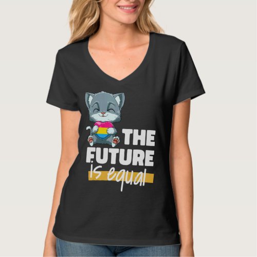 Cute LGBTQ Pansexual Pride Cat   Pansexual Heart C T_Shirt