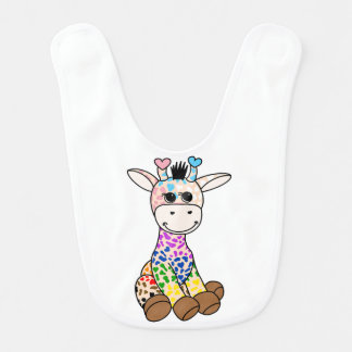 Cute LGBTQ+ Rainbow Giraffe Quasar Progress Pride Baby Bib