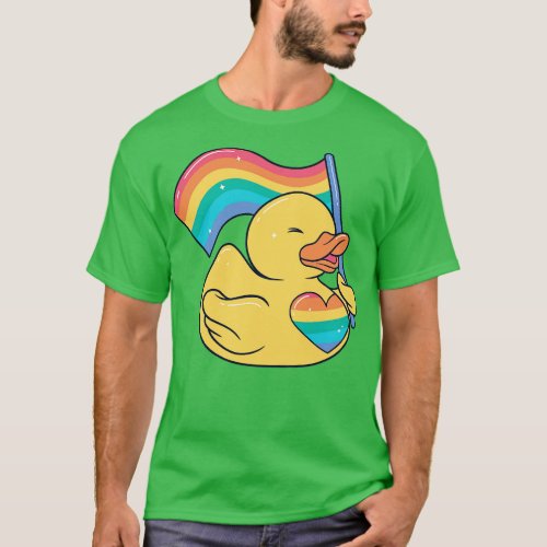 Cute LGBTQ Rubber Duckie Squeaky Duck LGBTQ Rainbo T_Shirt