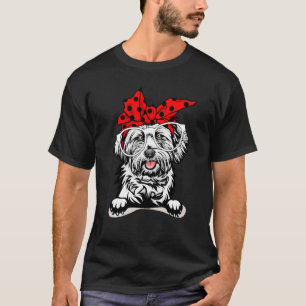 Cute Lhasa Apso Christmas Red Plaid Headband And G T-Shirt
