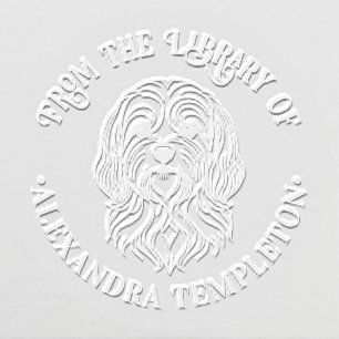 Cute Lhasa Apso Dog Head Library Book Name Embosser