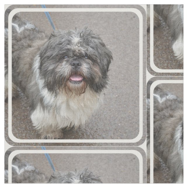 Cute Lhasa Apso Fabric (Close Up)