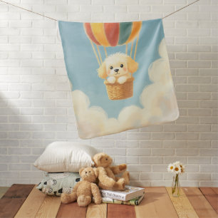Cute Lhasa Apso Puppy Balloon Pastel Baby Blanket