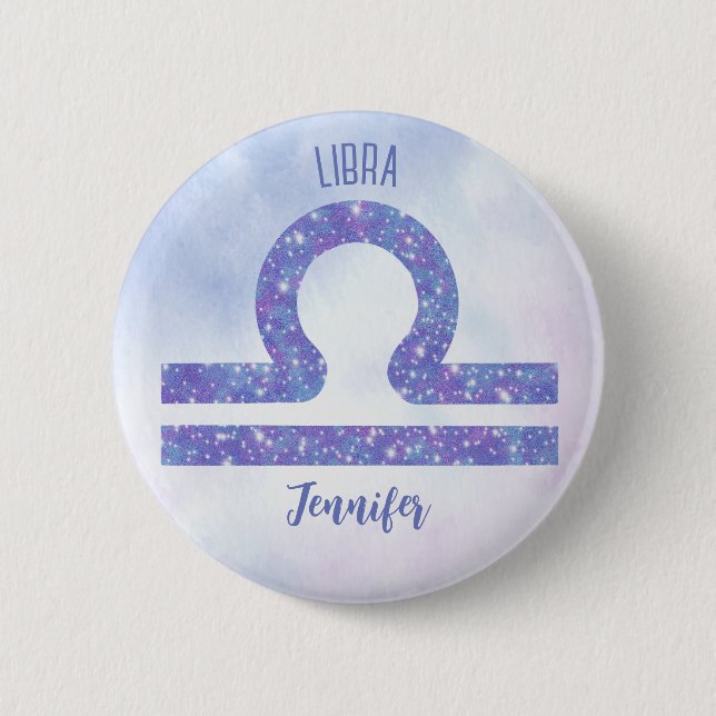Cute Libra Astrology Sign Personalized Button (Front)