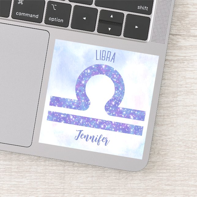 Cute Libra Astrology Sign Personalized Laptop Sticker (Detail)