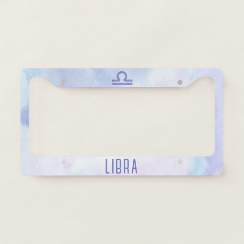 Cute Libra Astrology Sign Purple License Plate Frame