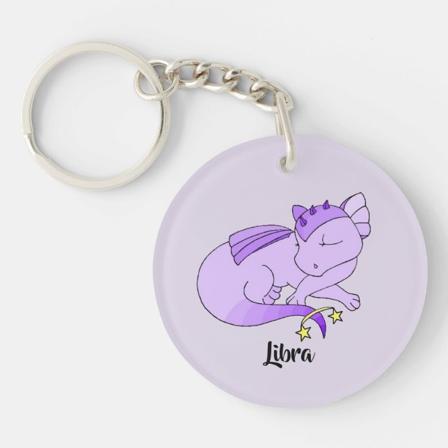 Cute Libra Dragon design zodiac Keychain (Front)