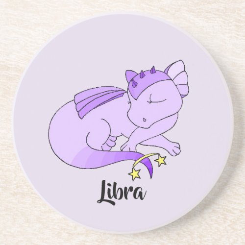 Cute Libra Dragon design zodiac sandstone coaster