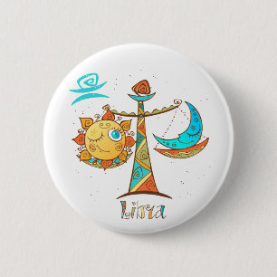 Cute Libra Sun and Moon Scales Button